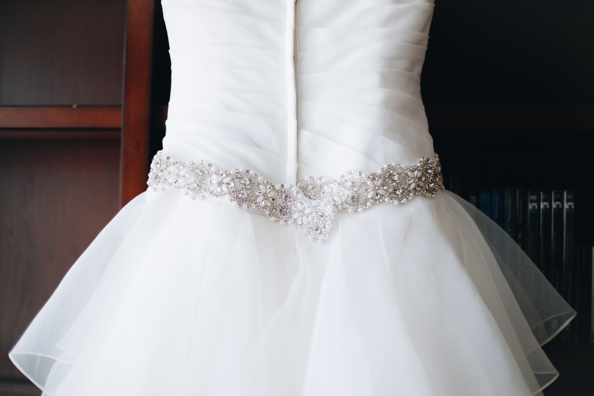wedding dress with beaded belt